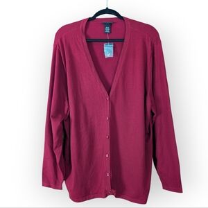NWT Lane Bryant Women's Button Up Classic Red Cardigan Cotton Blend